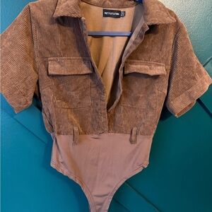 PrettyLittleThing Brown Corduroy Kids One Piece